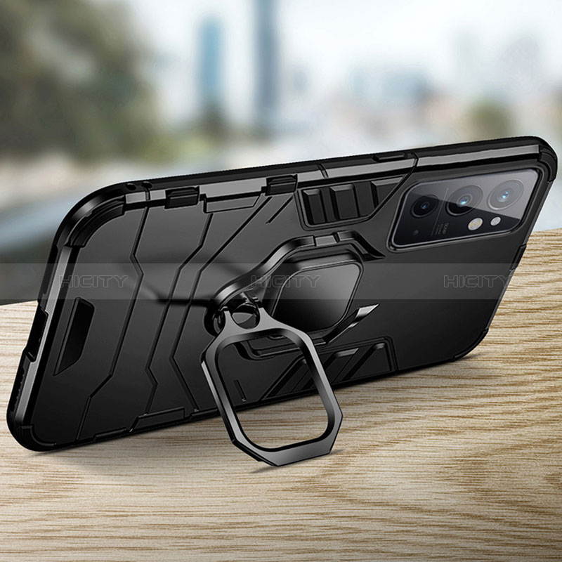 Coque Contour Silicone et Plastique Housse Etui Mat avec Magnetique Support Bague Anneau R01 pour OnePlus 9RT 5G Plus