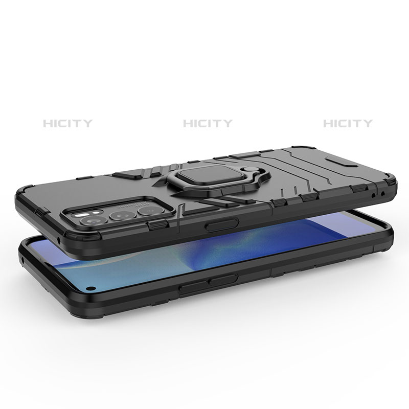 Coque Contour Silicone et Plastique Housse Etui Mat avec Magnetique Support Bague Anneau R01 pour Oppo Reno6 Pro 5G India Plus