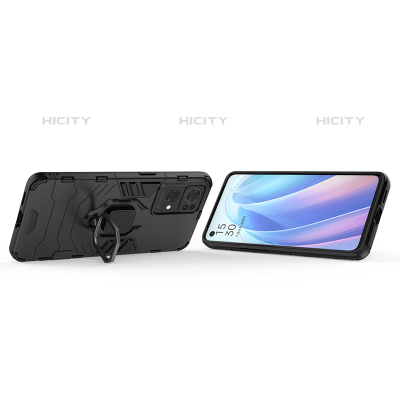 Coque Contour Silicone et Plastique Housse Etui Mat avec Magnetique Support Bague Anneau R01 pour Oppo Reno7 Pro 5G Plus