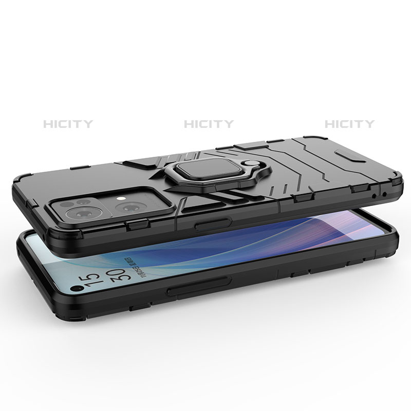 Coque Contour Silicone et Plastique Housse Etui Mat avec Magnetique Support Bague Anneau R01 pour Oppo Reno7 Pro 5G Plus