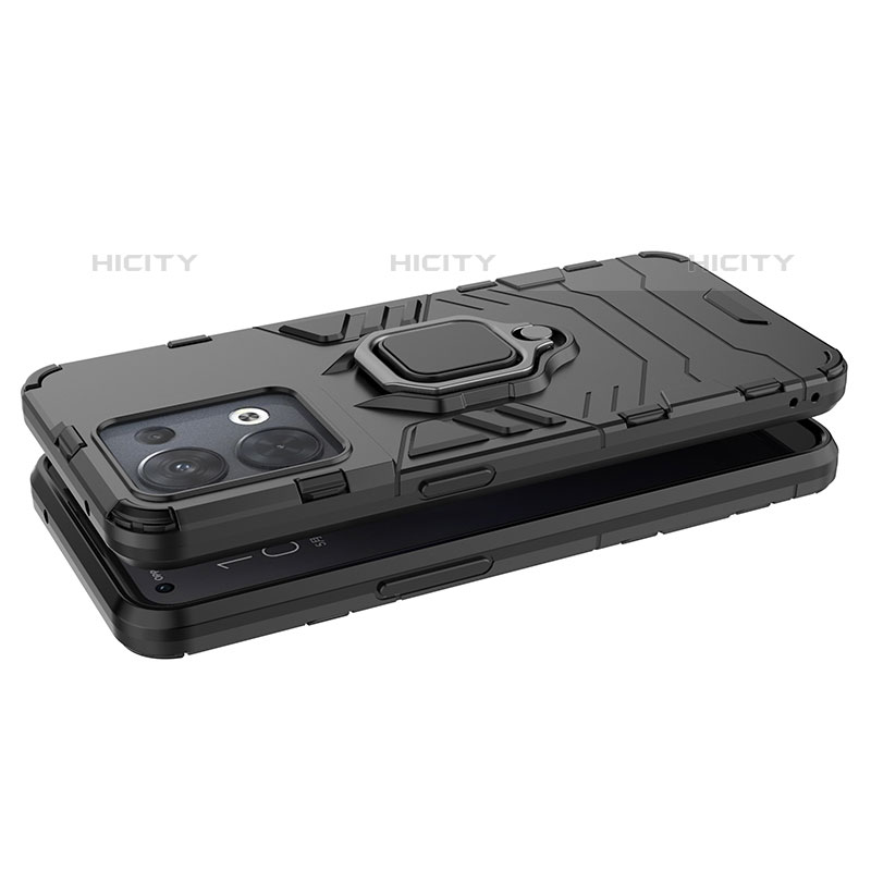 Coque Contour Silicone et Plastique Housse Etui Mat avec Magnetique Support Bague Anneau R01 pour Oppo Reno8 Pro 5G Plus