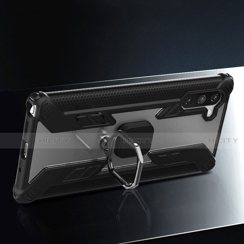 Coque Contour Silicone et Plastique Housse Etui Mat avec Magnetique Support Bague Anneau R01 pour Samsung Galaxy Note 10 Plus