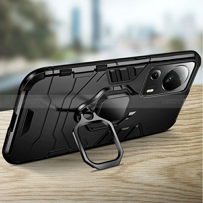 Coque Contour Silicone et Plastique Housse Etui Mat avec Magnetique Support Bague Anneau R01 pour Xiaomi Civi 2 5G Plus