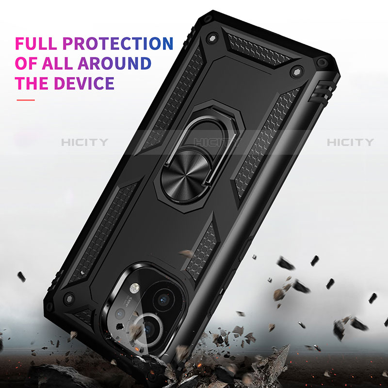 Coque Contour Silicone et Plastique Housse Etui Mat avec Magnetique Support Bague Anneau R01 pour Xiaomi Mi 11 Lite 5G NE Plus