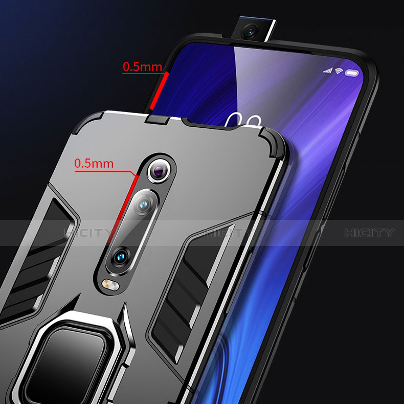 Coque Contour Silicone et Plastique Housse Etui Mat avec Magnetique Support Bague Anneau R01 pour Xiaomi Mi 9T Plus