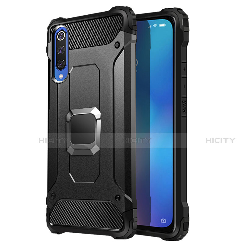 Coque Contour Silicone et Plastique Housse Etui Mat avec Magnetique Support Bague Anneau R01 pour Xiaomi Mi A3 Plus