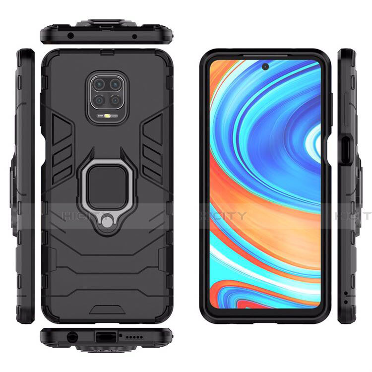 Coque Contour Silicone et Plastique Housse Etui Mat avec Magnetique Support Bague Anneau R01 pour Xiaomi Poco M2 Pro Plus