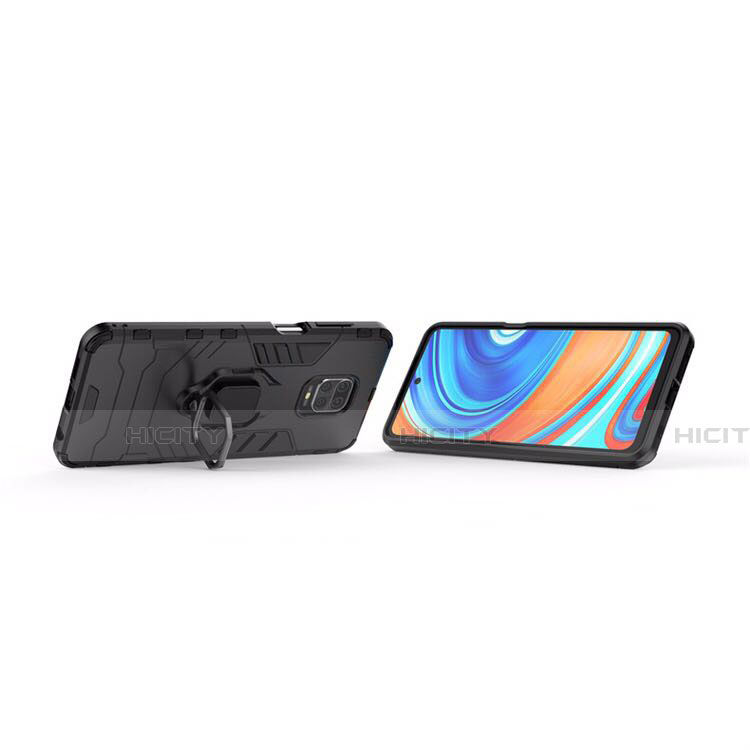 Coque Contour Silicone et Plastique Housse Etui Mat avec Magnetique Support Bague Anneau R01 pour Xiaomi Poco M2 Pro Plus