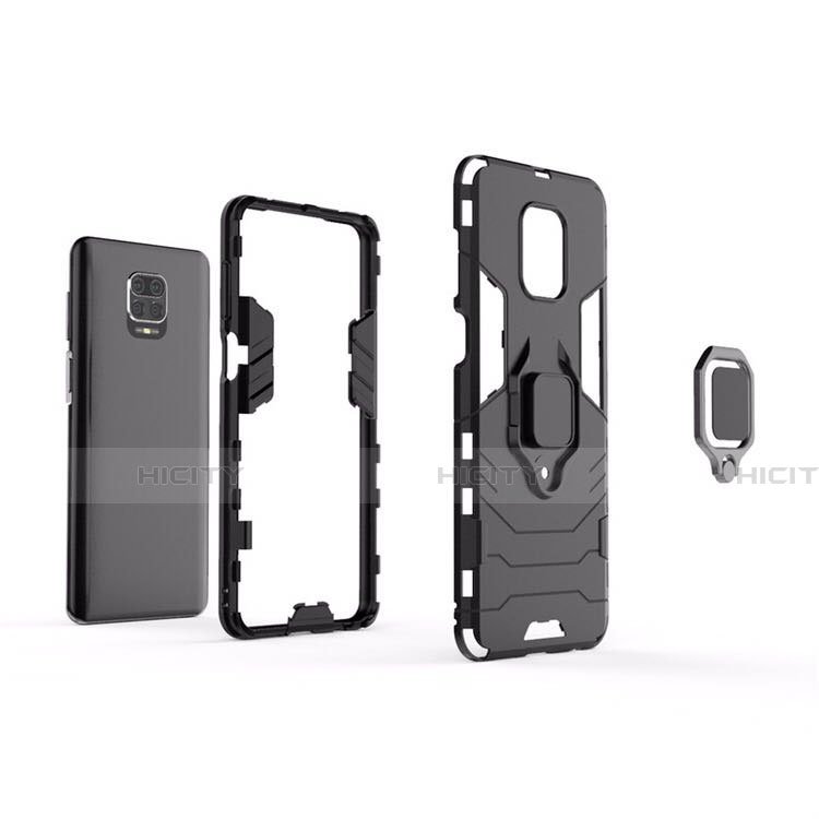 Coque Contour Silicone et Plastique Housse Etui Mat avec Magnetique Support Bague Anneau R01 pour Xiaomi Poco M2 Pro Plus