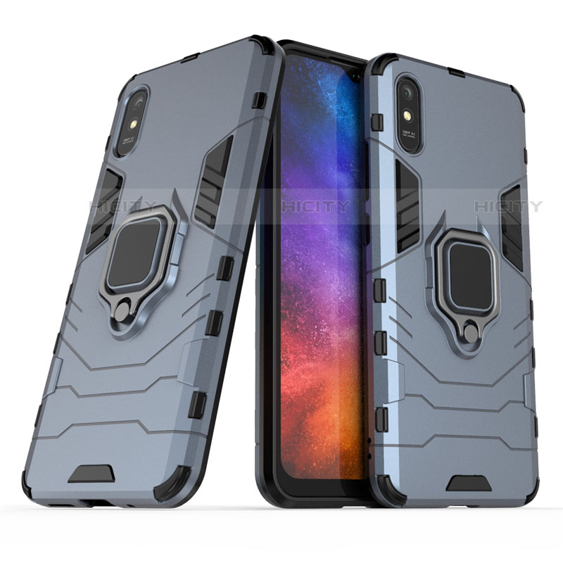 Coque Contour Silicone et Plastique Housse Etui Mat avec Magnetique Support Bague Anneau R01 pour Xiaomi Redmi 9A Plus