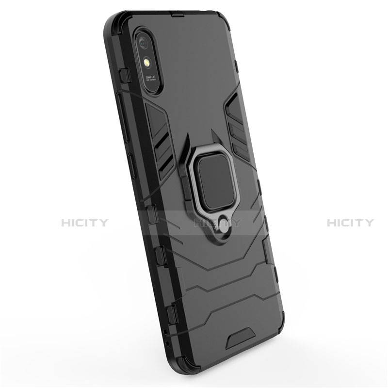 Coque Contour Silicone et Plastique Housse Etui Mat avec Magnetique Support Bague Anneau R01 pour Xiaomi Redmi 9i Plus