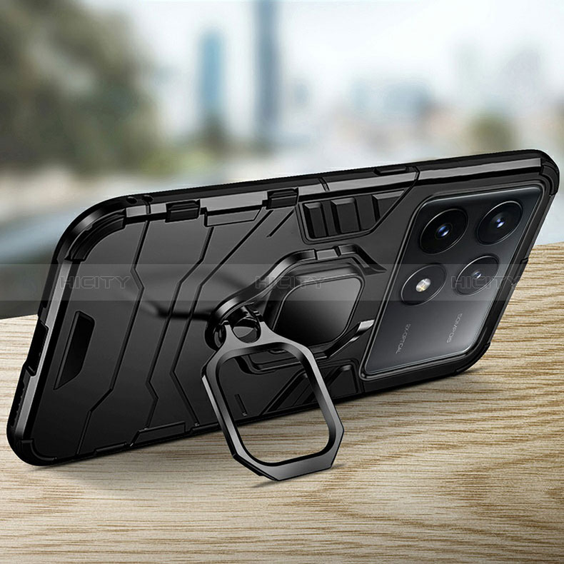 Coque Contour Silicone et Plastique Housse Etui Mat avec Magnetique Support Bague Anneau R01 pour Xiaomi Redmi K70E 5G Plus