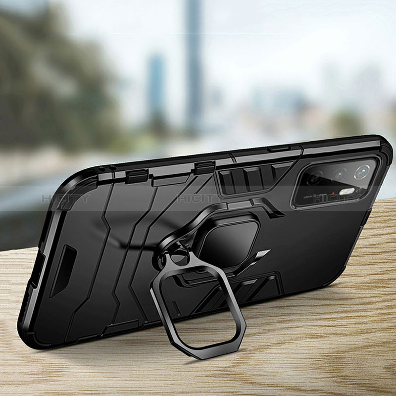 Coque Contour Silicone et Plastique Housse Etui Mat avec Magnetique Support Bague Anneau R01 pour Xiaomi Redmi Note 10 5G Plus