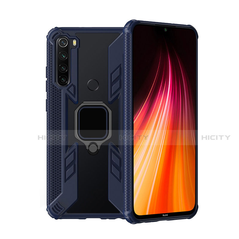 Coque Contour Silicone et Plastique Housse Etui Mat avec Magnetique Support Bague Anneau R01 pour Xiaomi Redmi Note 8T Plus