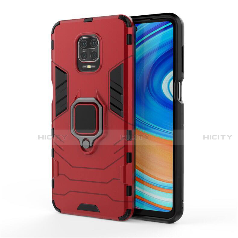 Coque Contour Silicone et Plastique Housse Etui Mat avec Magnetique Support Bague Anneau R01 pour Xiaomi Redmi Note 9 Pro Max Plus