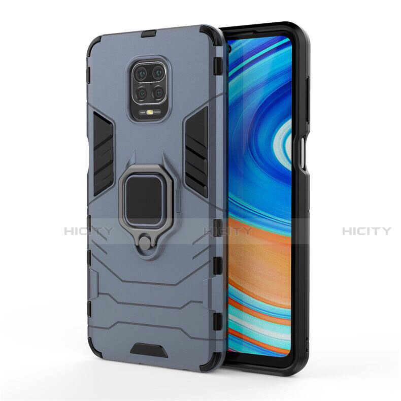 Coque Contour Silicone et Plastique Housse Etui Mat avec Magnetique Support Bague Anneau R01 pour Xiaomi Redmi Note 9 Pro Plus