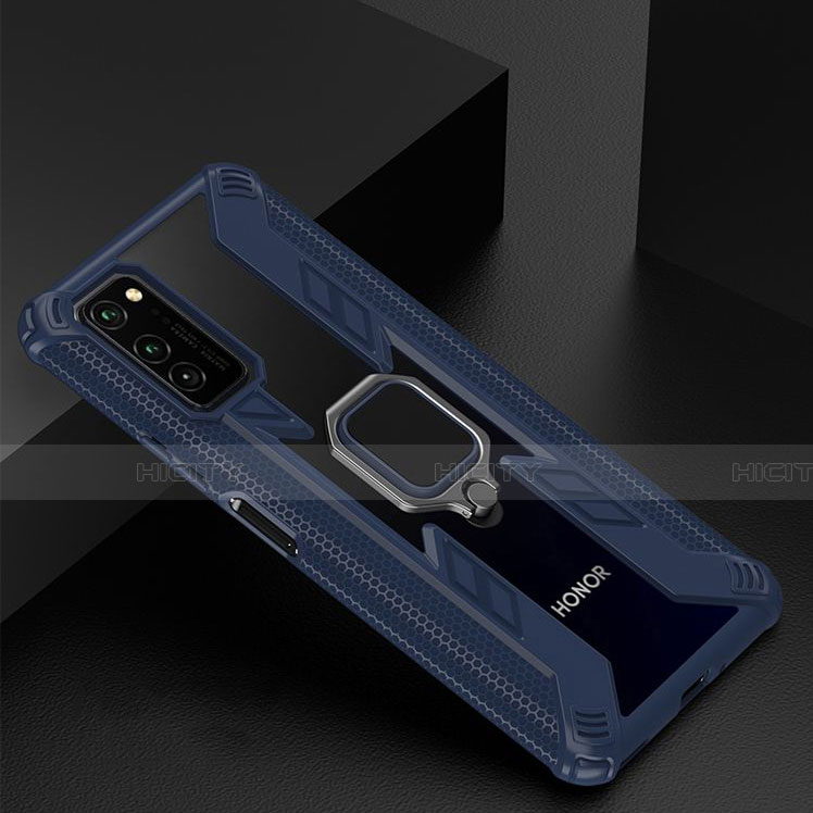 Coque Contour Silicone et Plastique Housse Etui Mat avec Magnetique Support Bague Anneau R02 pour Huawei Honor V30 Pro 5G Plus