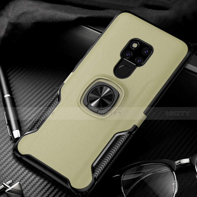 Coque Contour Silicone et Plastique Housse Etui Mat avec Magnetique Support Bague Anneau R02 pour Huawei Mate 20 X 5G Or Plus