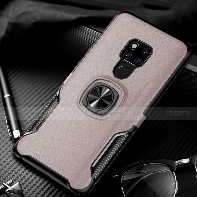 Coque Contour Silicone et Plastique Housse Etui Mat avec Magnetique Support Bague Anneau R02 pour Huawei Mate 20 X 5G Or Rose Plus