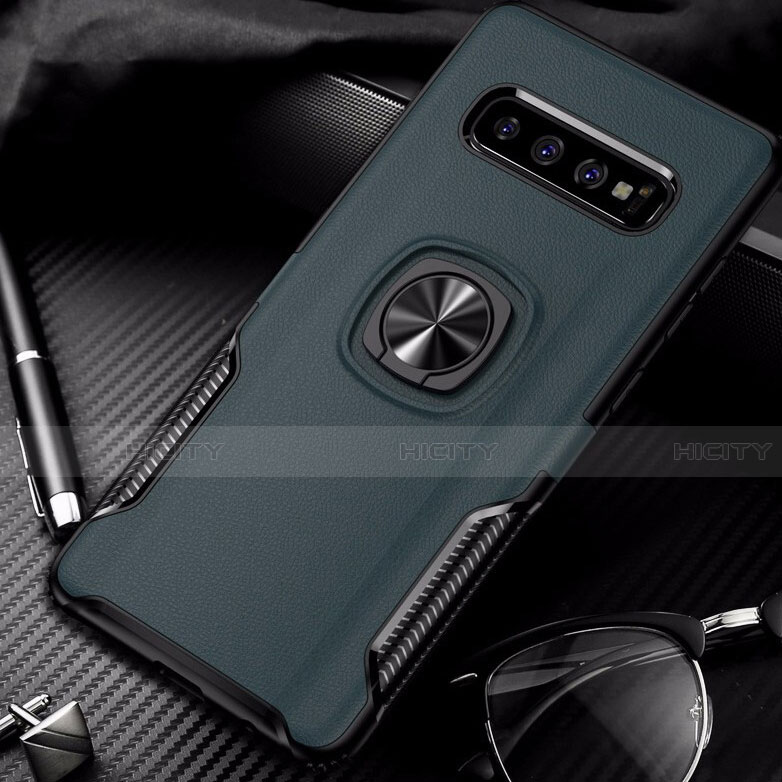 Coque Contour Silicone et Plastique Housse Etui Mat avec Magnetique Support Bague Anneau R02 pour Samsung Galaxy S10 5G Plus