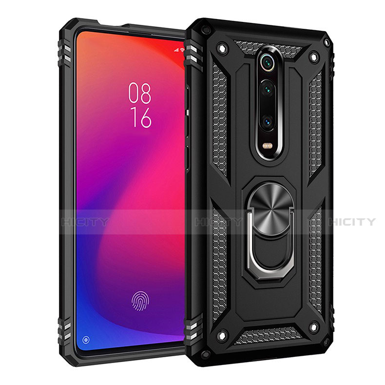 Coque Contour Silicone et Plastique Housse Etui Mat avec Magnetique Support Bague Anneau R02 pour Xiaomi Redmi K20 Plus