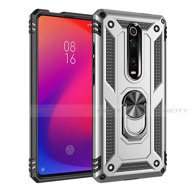 Coque Contour Silicone et Plastique Housse Etui Mat avec Magnetique Support Bague Anneau R02 pour Xiaomi Redmi K20 Plus