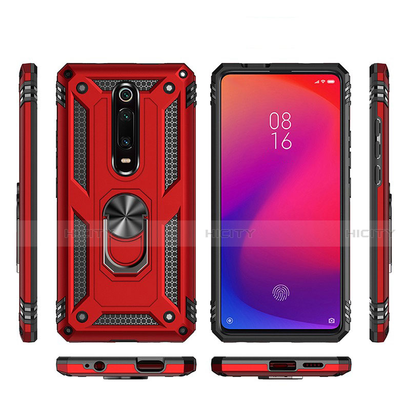 Coque Contour Silicone et Plastique Housse Etui Mat avec Magnetique Support Bague Anneau R02 pour Xiaomi Redmi K20 Plus