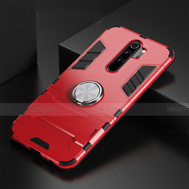 Coque Contour Silicone et Plastique Housse Etui Mat avec Magnetique Support Bague Anneau R02 pour Xiaomi Redmi Note 8 Pro Plus