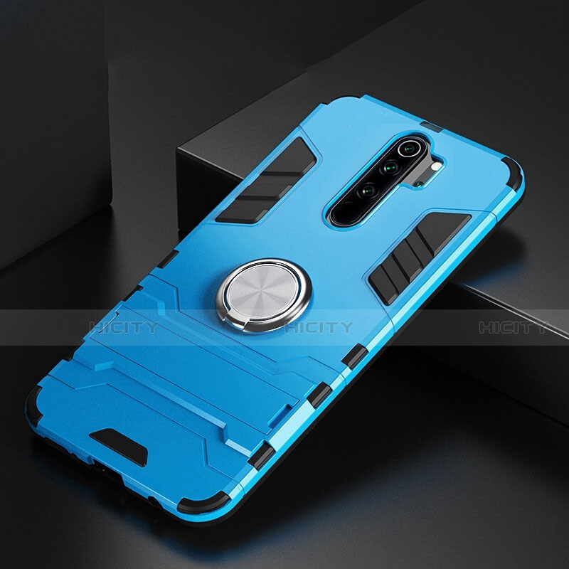 Coque Contour Silicone et Plastique Housse Etui Mat avec Magnetique Support Bague Anneau R02 pour Xiaomi Redmi Note 8 Pro Plus