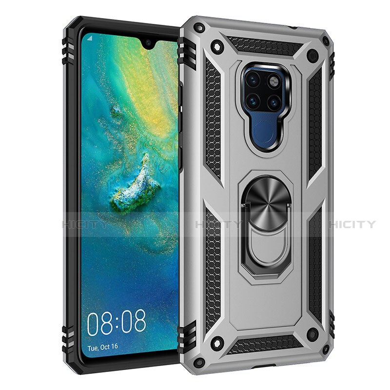 Coque Contour Silicone et Plastique Housse Etui Mat avec Magnetique Support Bague Anneau R03 pour Huawei Mate 20 Plus