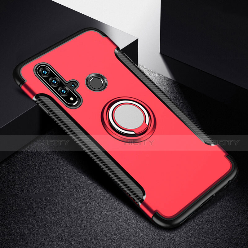 Coque Contour Silicone et Plastique Housse Etui Mat avec Magnetique Support Bague Anneau R03 pour Huawei P20 Lite (2019) Plus