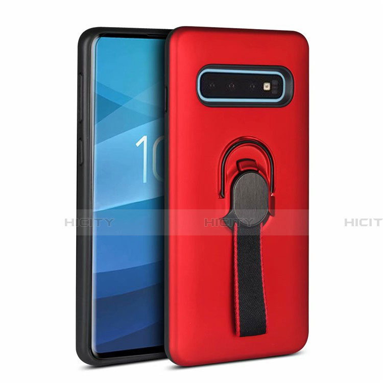 Coque Contour Silicone et Plastique Housse Etui Mat avec Magnetique Support Bague Anneau R03 pour Samsung Galaxy S10 5G Plus