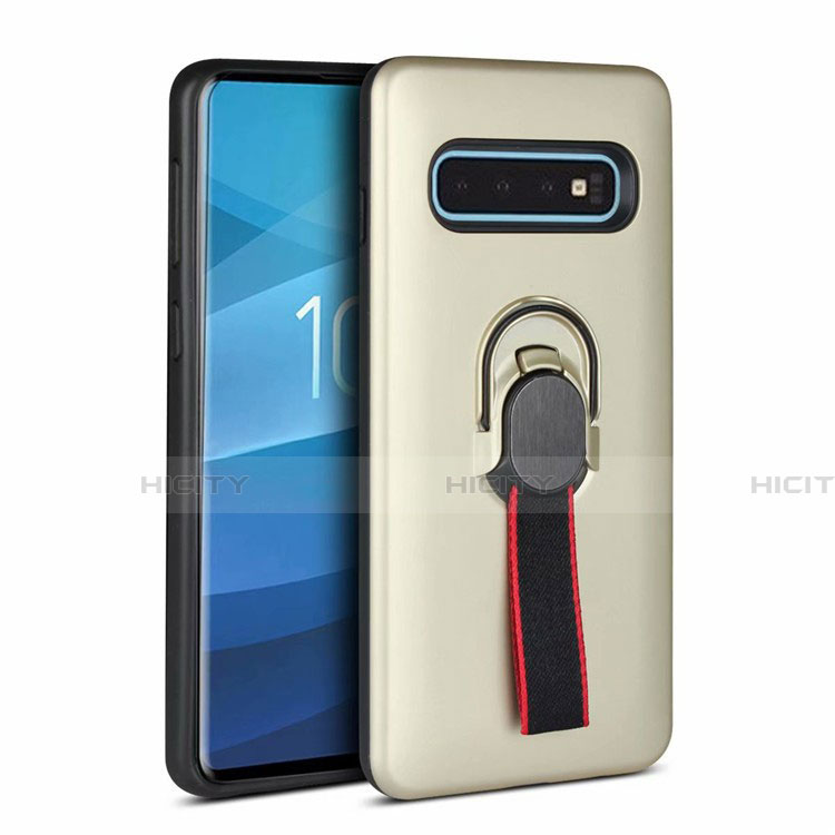 Coque Contour Silicone et Plastique Housse Etui Mat avec Magnetique Support Bague Anneau R03 pour Samsung Galaxy S10 Plus