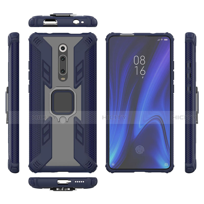 Coque Contour Silicone et Plastique Housse Etui Mat avec Magnetique Support Bague Anneau R03 pour Xiaomi Mi 9T Pro Plus