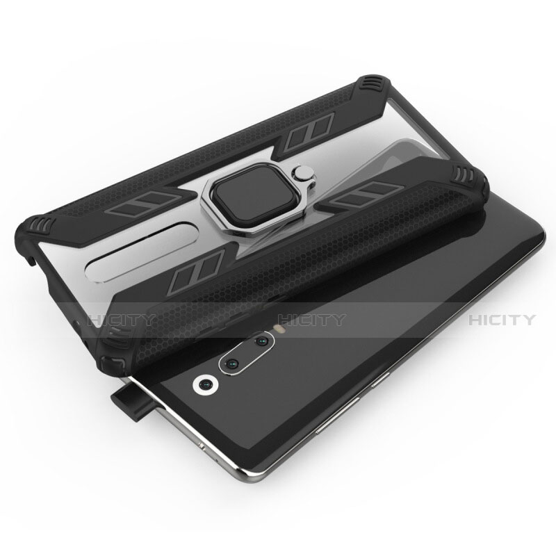 Coque Contour Silicone et Plastique Housse Etui Mat avec Magnetique Support Bague Anneau R03 pour Xiaomi Mi 9T Pro Plus