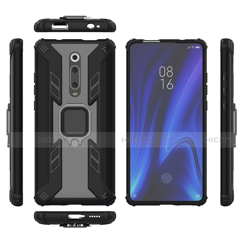 Coque Contour Silicone et Plastique Housse Etui Mat avec Magnetique Support Bague Anneau R03 pour Xiaomi Mi 9T Pro Plus