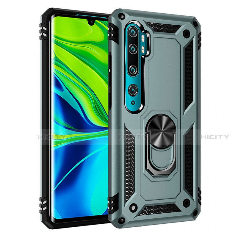 Coque Contour Silicone et Plastique Housse Etui Mat avec Magnetique Support Bague Anneau R03 pour Xiaomi Mi Note 10 Plus