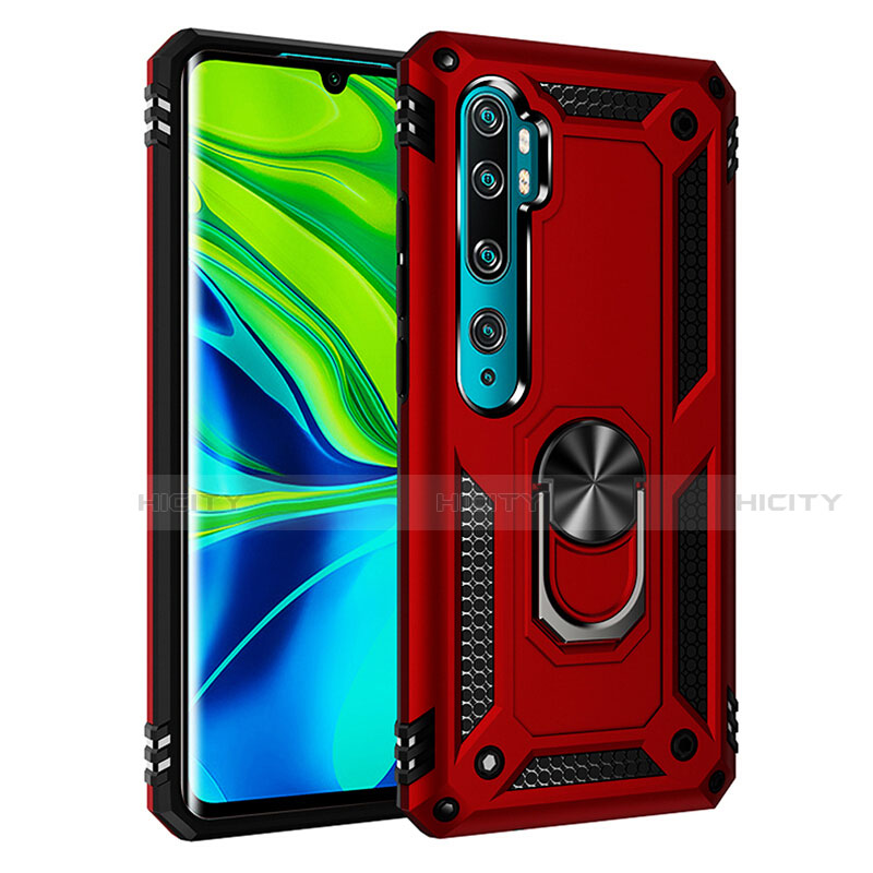 Coque Contour Silicone et Plastique Housse Etui Mat avec Magnetique Support Bague Anneau R03 pour Xiaomi Mi Note 10 Pro Plus