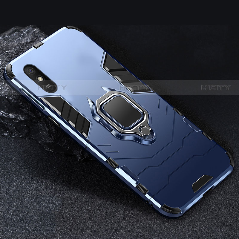 Coque Contour Silicone et Plastique Housse Etui Mat avec Magnetique Support Bague Anneau R03 pour Xiaomi Redmi 9A Plus