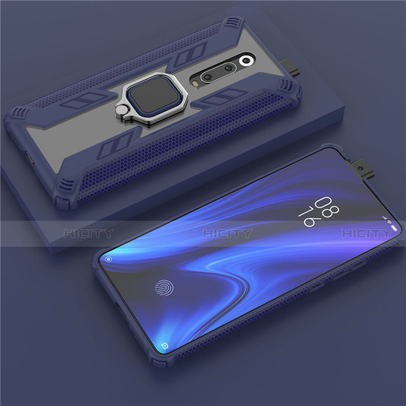 Coque Contour Silicone et Plastique Housse Etui Mat avec Magnetique Support Bague Anneau R03 pour Xiaomi Redmi K20 Pro Plus