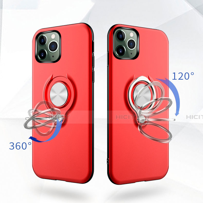 Coque Contour Silicone et Plastique Housse Etui Mat avec Magnetique Support Bague Anneau R04 pour Apple iPhone 11 Pro Plus