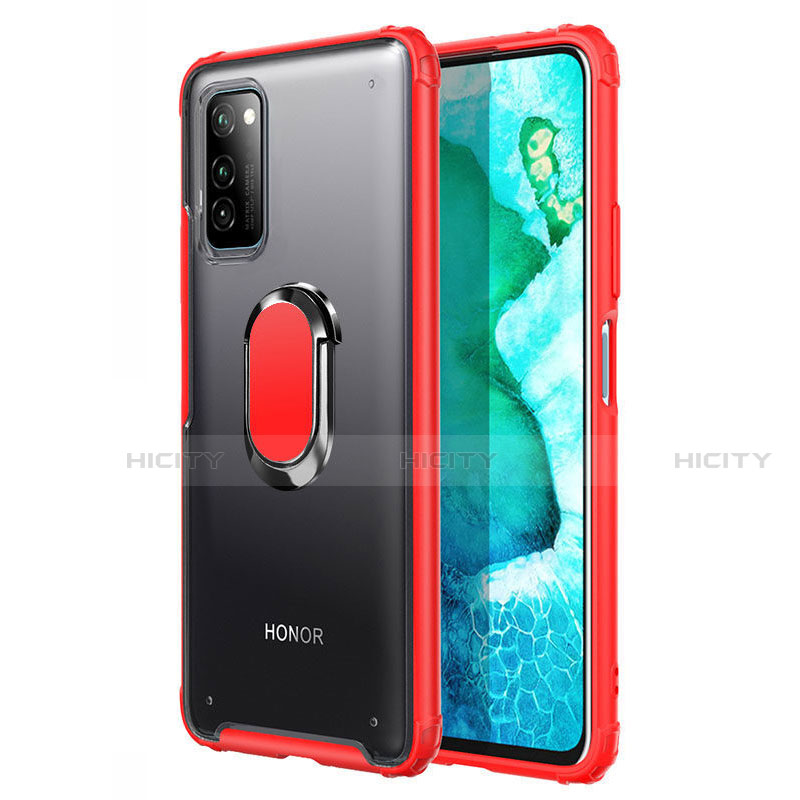 Coque Contour Silicone et Plastique Housse Etui Mat avec Magnetique Support Bague Anneau R04 pour Huawei Honor V30 5G Plus