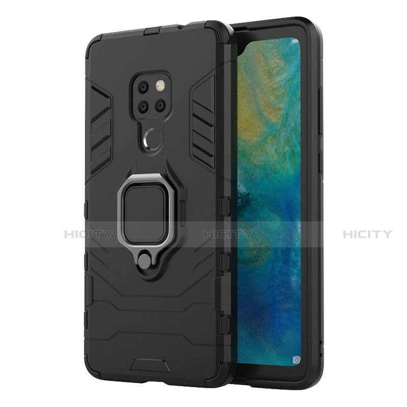 Coque Contour Silicone et Plastique Housse Etui Mat avec Magnetique Support Bague Anneau R04 pour Huawei Mate 20 Plus