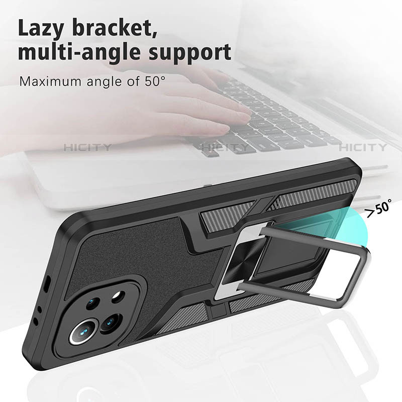 Coque Contour Silicone et Plastique Housse Etui Mat avec Magnetique Support Bague Anneau R04 pour Xiaomi Mi 11 Lite 5G NE Plus