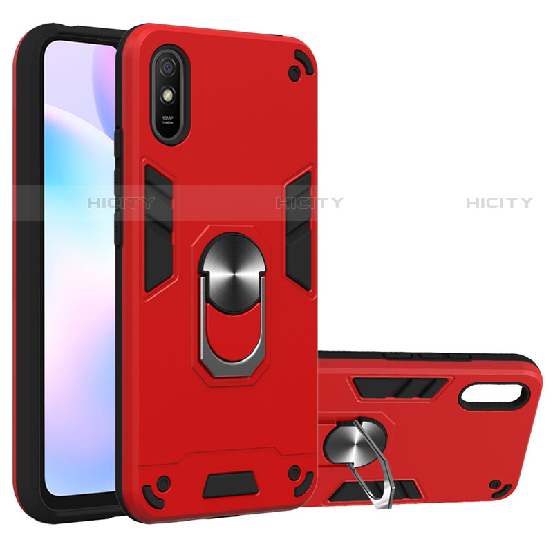 Coque Contour Silicone et Plastique Housse Etui Mat avec Magnetique Support Bague Anneau R04 pour Xiaomi Redmi 9i Plus