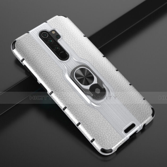 Coque Contour Silicone et Plastique Housse Etui Mat avec Magnetique Support Bague Anneau R05 pour Xiaomi Redmi Note 8 Pro Argent Plus