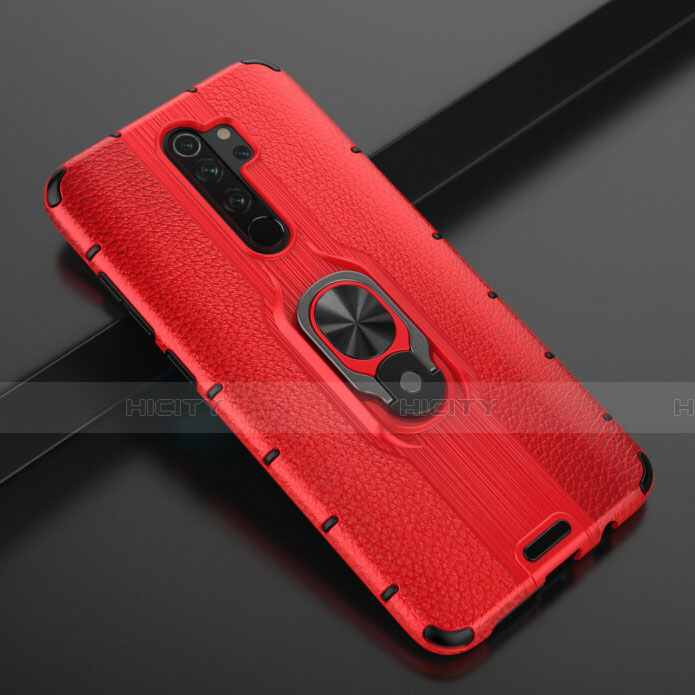 Coque Contour Silicone et Plastique Housse Etui Mat avec Magnetique Support Bague Anneau R05 pour Xiaomi Redmi Note 8 Pro Rouge Plus