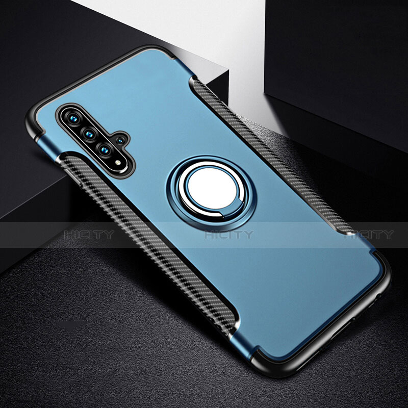 Coque Contour Silicone et Plastique Housse Etui Mat avec Magnetique Support Bague Anneau R06 pour Huawei Nova 5 Plus