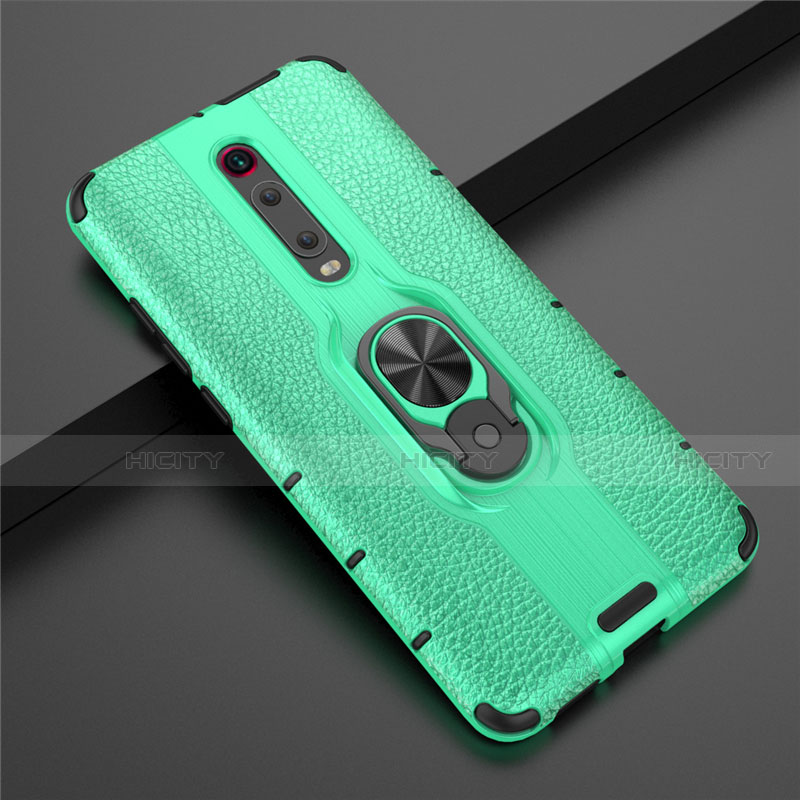 Coque Contour Silicone et Plastique Housse Etui Mat avec Magnetique Support Bague Anneau R07 pour Xiaomi Mi 9T Vert Plus