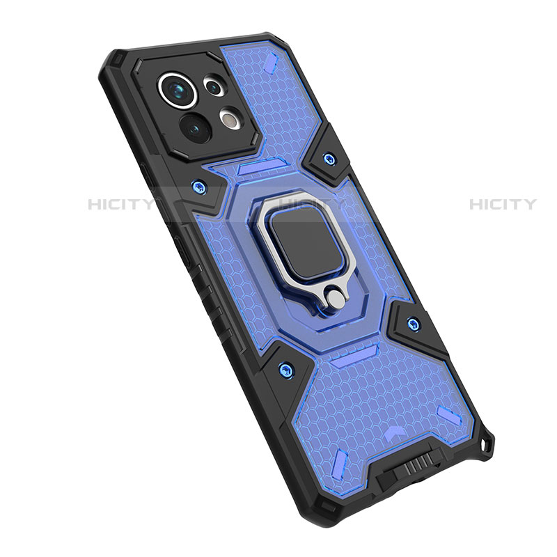 Coque Contour Silicone et Plastique Housse Etui Mat avec Magnetique Support Bague Anneau R10 pour Xiaomi Mi 11 Lite 4G Bleu Plus